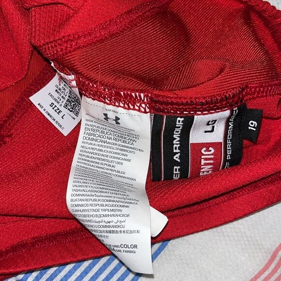 New Authentic Red Home UA Game Maryland Terrapins Stretch Football jersey L mens - Picture 5 of 5